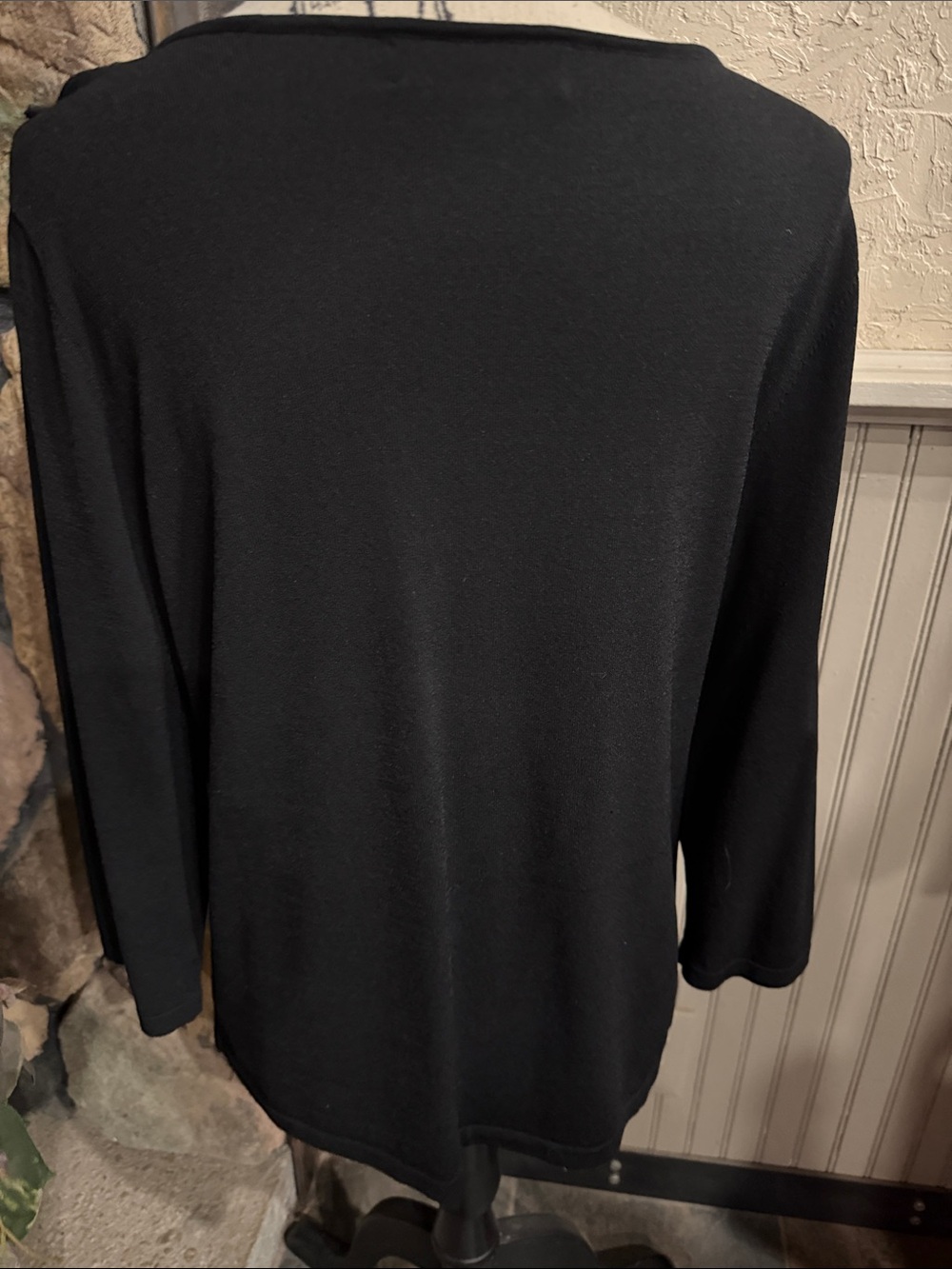 Jones New York Black Ruffled Scoop Neck Sweater - Picture 3 of 8